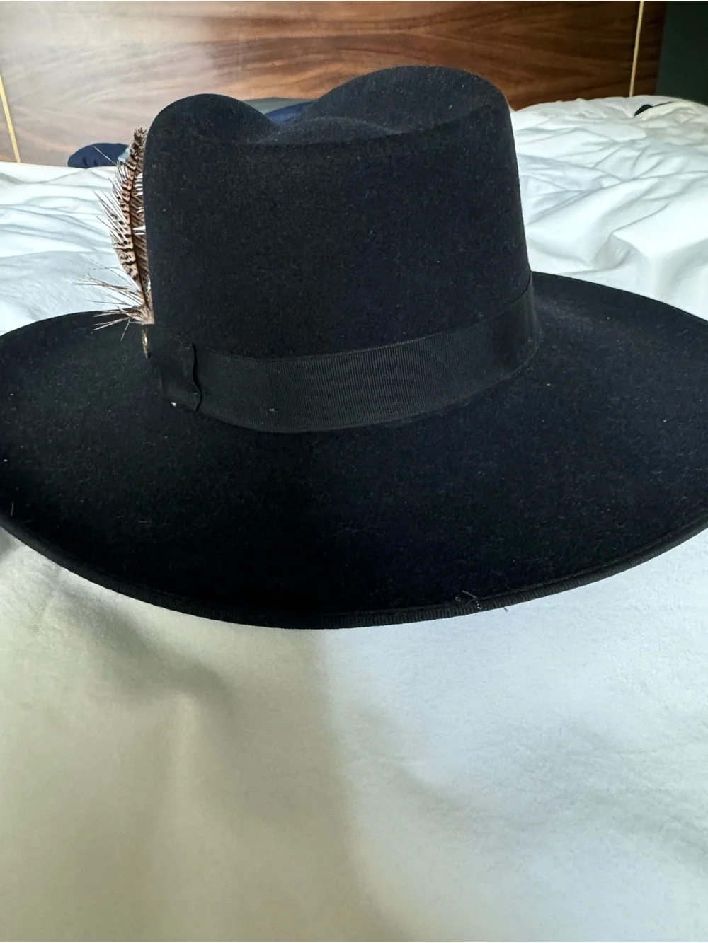 Stetson Black Felt Fedora with Gold Crest Interior